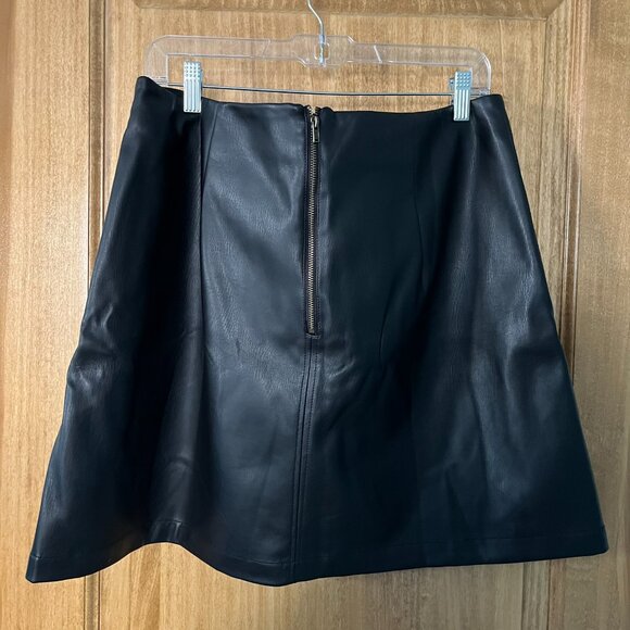 Anthropologie | Maeve Faux Leather A-Line Mini Skirt | Black, XL - Picture 9 of 14